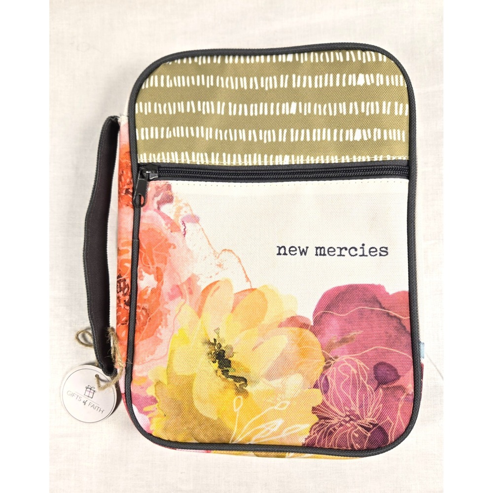 Bible Cover New Mercies Floral Zipper Closure, Pockets & Pen Holders